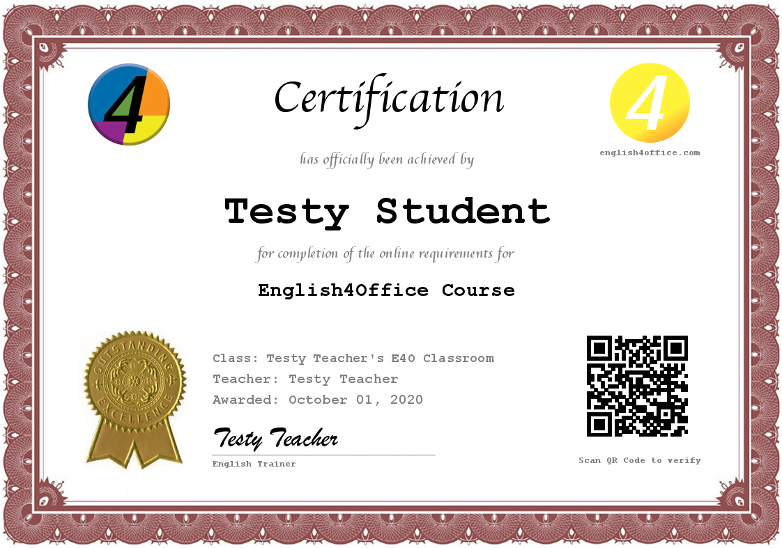 English4Office Certificate