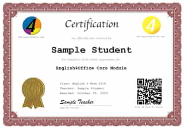English4Office Certificate
